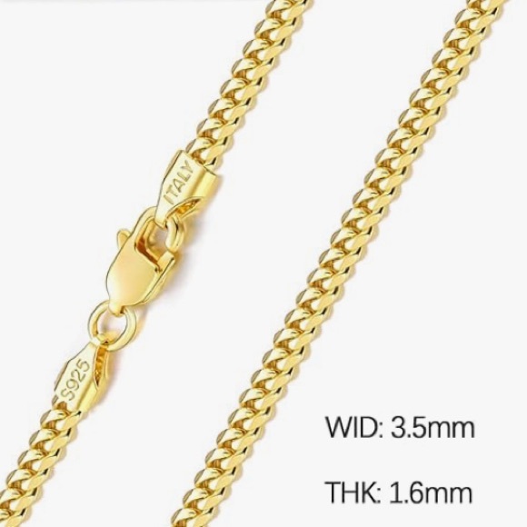 New Gold Cuban Chain Necklace Diamond Cut Curb Chain Link 925 Stamped - Picture 5 of 15